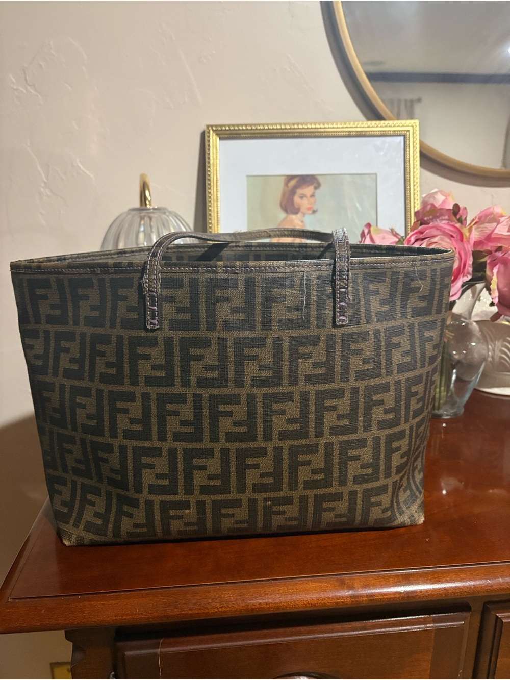 Fendi Brown Zucca Roll Bag